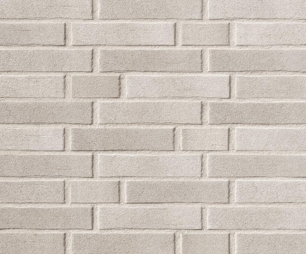 Pilkos klinkerio plytelės fasadui Roben aarchus weissgrau